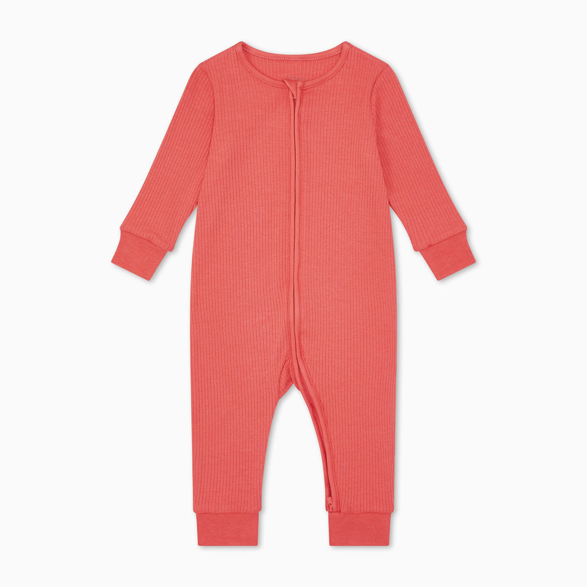 Coral Ribbed Clever Zip Sleepsuit