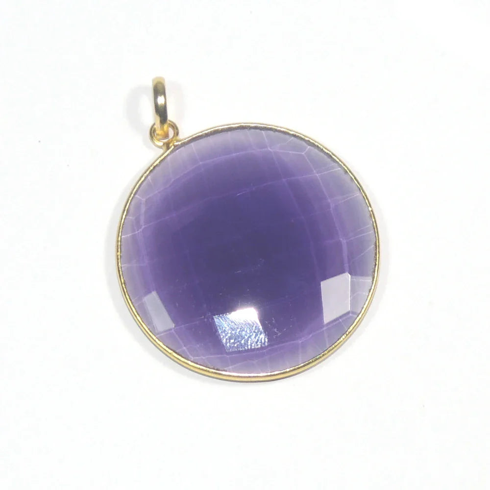 Amethyst Quartz Round Shape 925 Sterling Silver Pendant fashion natural look round shaped purple colour beautiful pendant