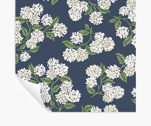 Hydrangea Peel & Stick Wallpaper - Navy & White