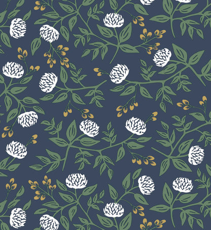 Peonies Peel & Stick Wallpaper Sample - Navy
