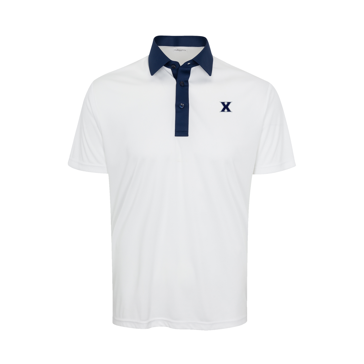 Xavier Semi-Spread Collar Polo Austin White with Navy Accent