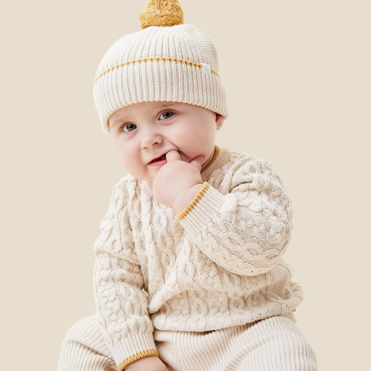 Cable Knit Tipped Jumper & Leggings Outfit