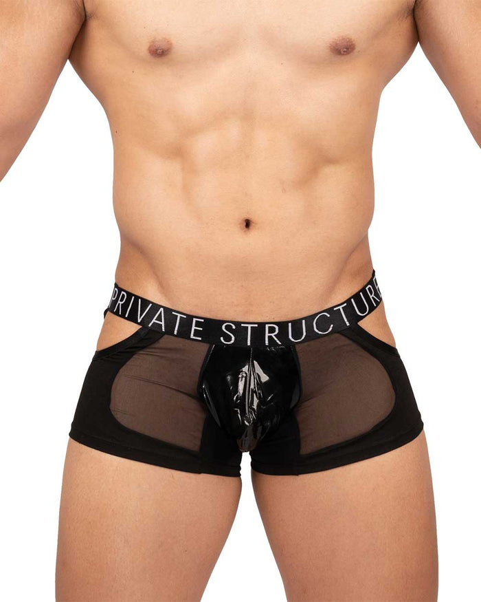 Alpha Low Waist Mesh Back Jockstrap Trunk - Shades of Black - | Private Structure - | MAD Lifestyle