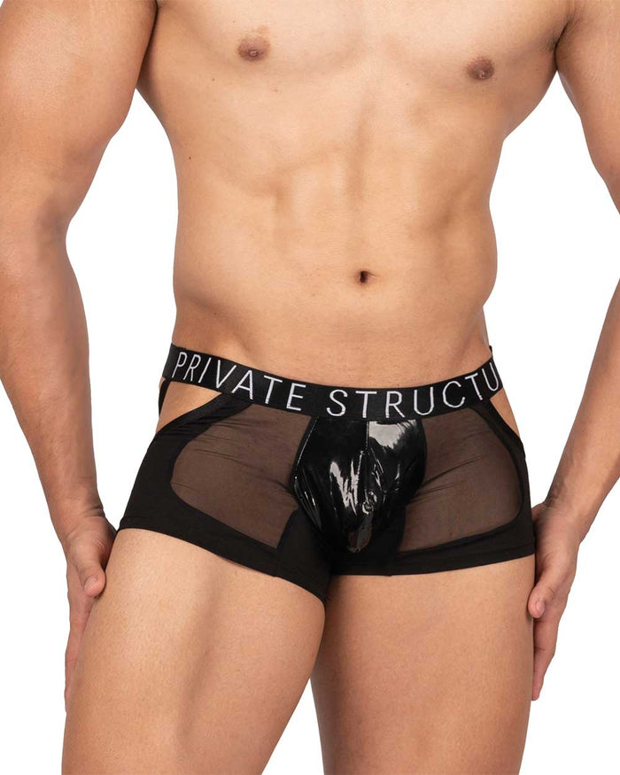 Alpha Low Waist Mesh Back Jockstrap Trunk - Shades of Black - | Private Structure - | MAD Lifestyle