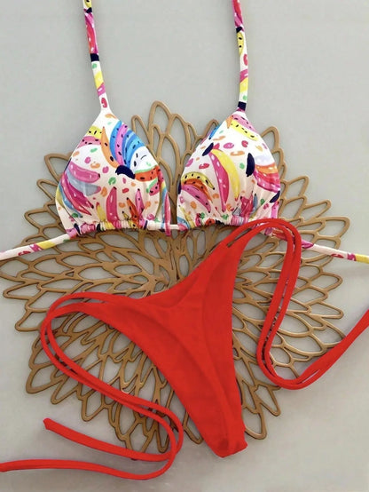 Bikini Print Swimsuit Beach Sexy Ladies Swimwear Seaside Vacation