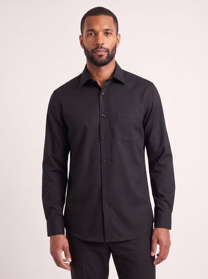 Black classic fit dress shirt on model - front view - KCT Menswear