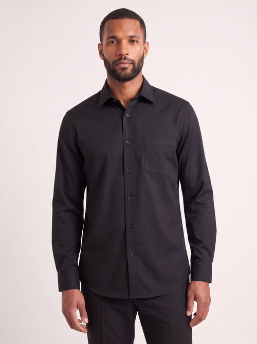 Black classic fit dress shirt on model - front view - KCT Menswear