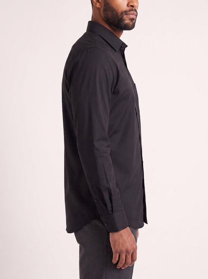 Black classic fit dress shirt on model - side view - KCT Menswear