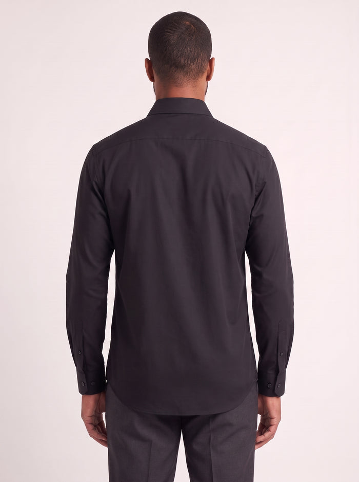 Black classic fit dress shirt on model - back view - KCT Menswear