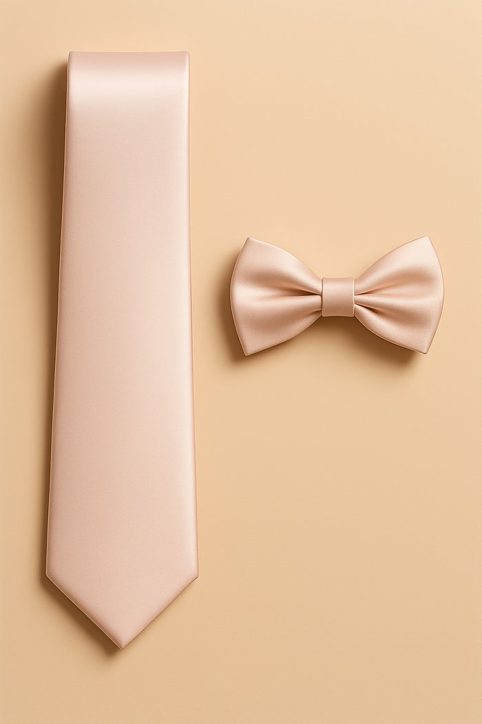 Blush Tie and Bowtie Set with Matching Pocket Square - KCT Menswear