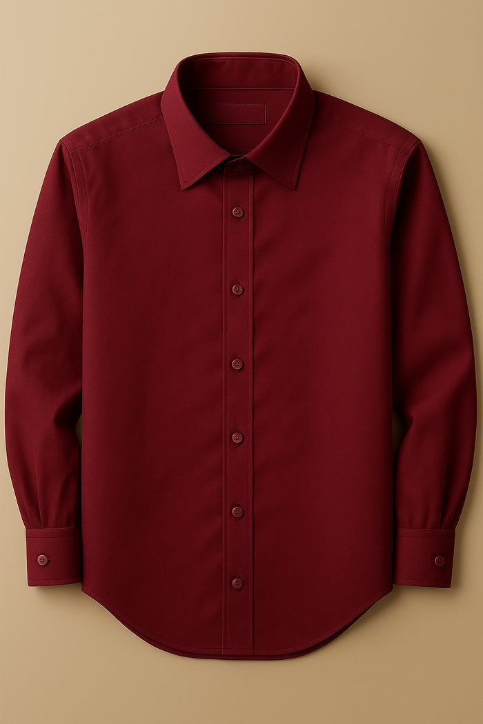 Men's Burgundy Slim Fit Dress Shirt - Formal Wedding Prom - KCT Menswear