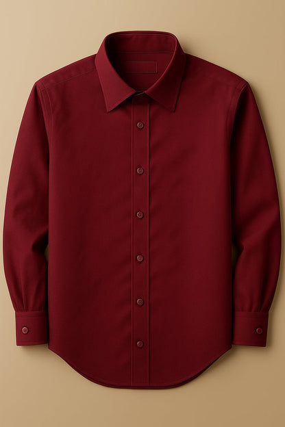 Men's Burgundy Slim Fit Dress Shirt - Formal Wedding Prom - KCT Menswear