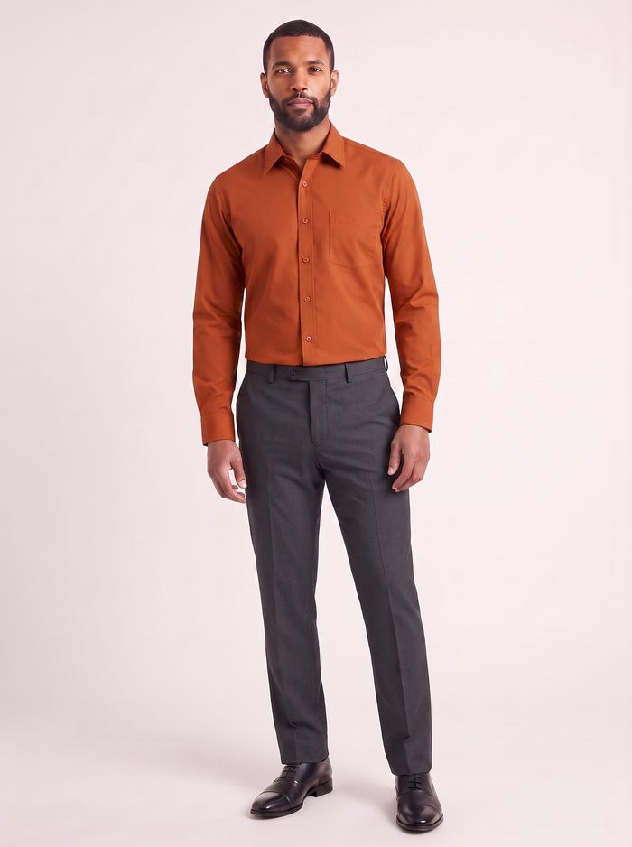 Burnt Orange classic fit dress shirt on model - front view - KCT Menswear
