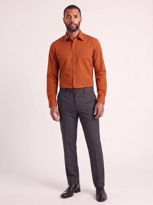Burnt Orange classic fit dress shirt on model - front view - KCT Menswear