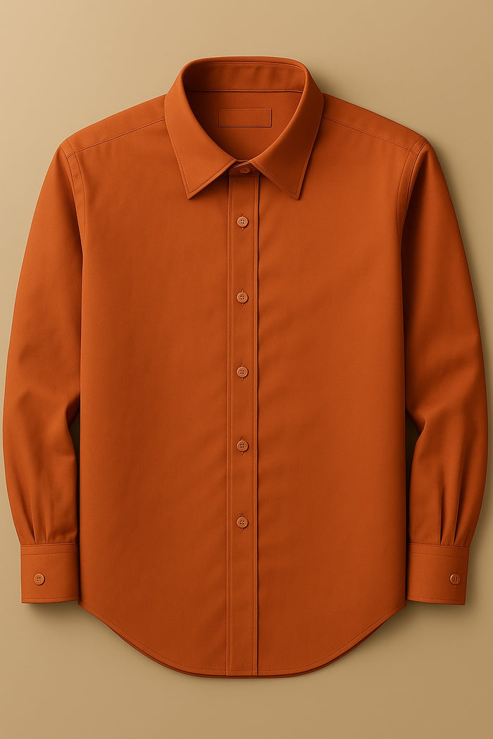 Men's Burnt Orange Slim Fit Dress Shirt - Formal Wedding Prom - KCT Menswear