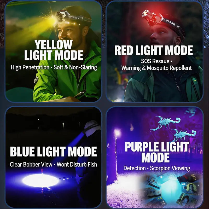 🔥 Limited Time Deal: 5-Color Zoom Headlamp – 1000m Long Range Beam, Rechargeable Outdoor LED Light
