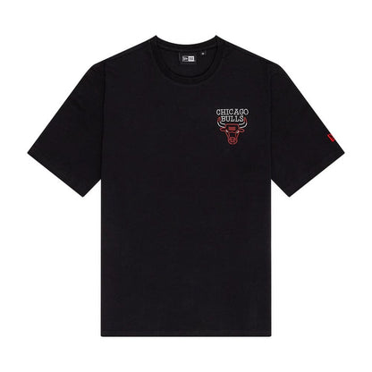 The Male model is wearing Chicago Bulls NBA Neon Graphic Black T-Shirt 1
