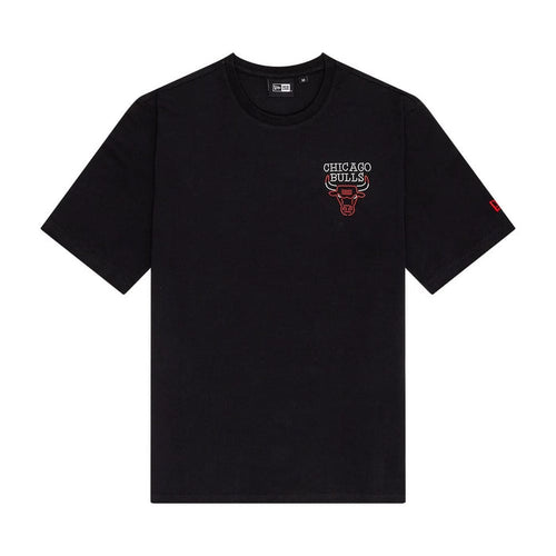 The Male model is wearing Chicago Bulls NBA Neon Graphic Black T-Shirt 1