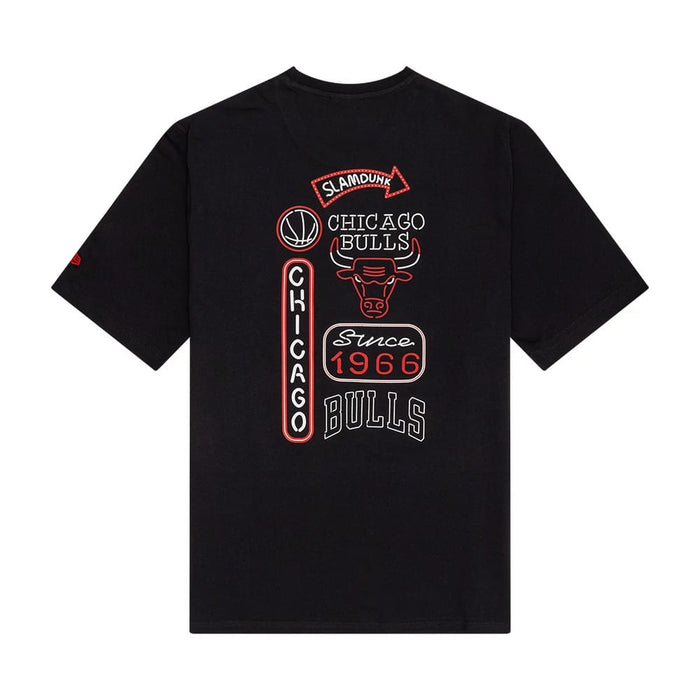 The Male model is wearing Chicago Bulls NBA Neon Graphic Black T-Shirt 2