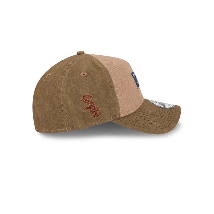 Pictured is this MLB Utility Linen Chicago White Sox 9TWENTY A-Frame cap in open brown. 5