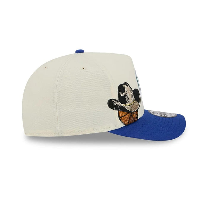 Pictured is this NBA Hardwood Classic Dallas Mavericks 9FIFTY A-Frame Snapback cap in blue. 5
