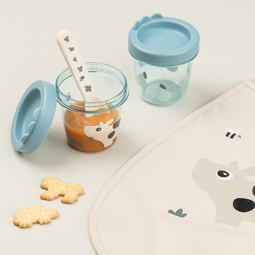 Done By Deer Baby Food Container 2 Pack - Tiny Farm Blue