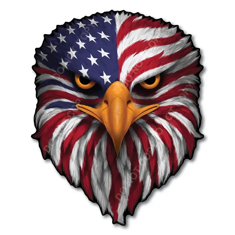 Reflective Eyes Eagle Decal🦅 – Patriotic USA Flag Vinyl Sticker for Trucks, Cars, Coolers, Laptops – Waterproof & Fade-Resistant
