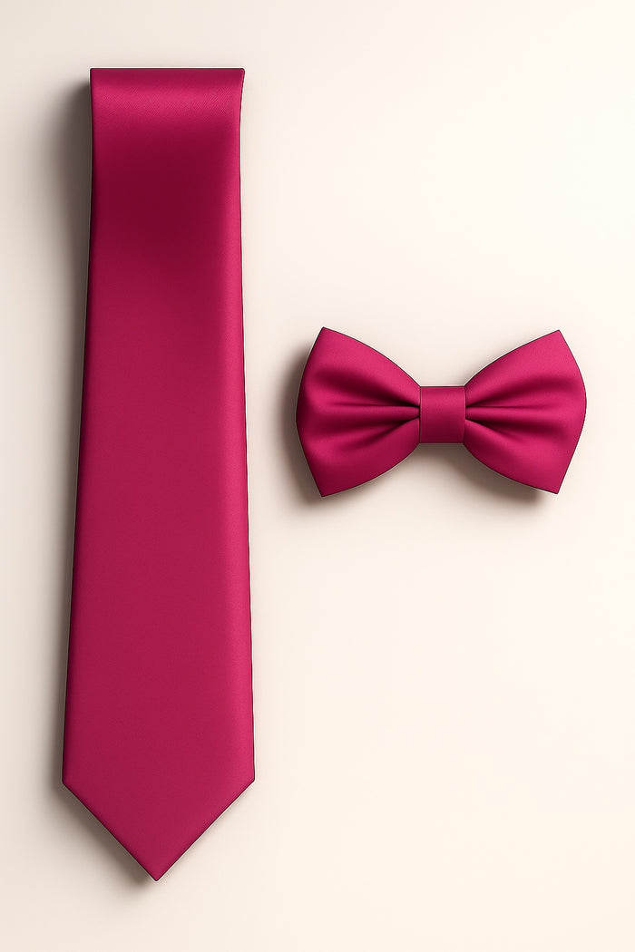Fuchsia Tie and Bowtie Set with Matching Pocket Square - KCT Menswear