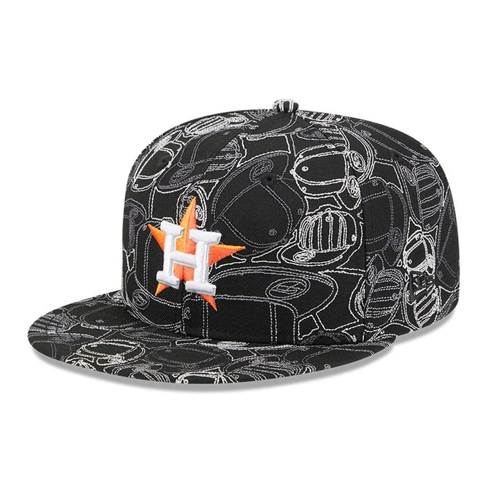 Pictured is this MLB Cap Scramble Houston Astros 59FIFTY Fitted cap in black. 1