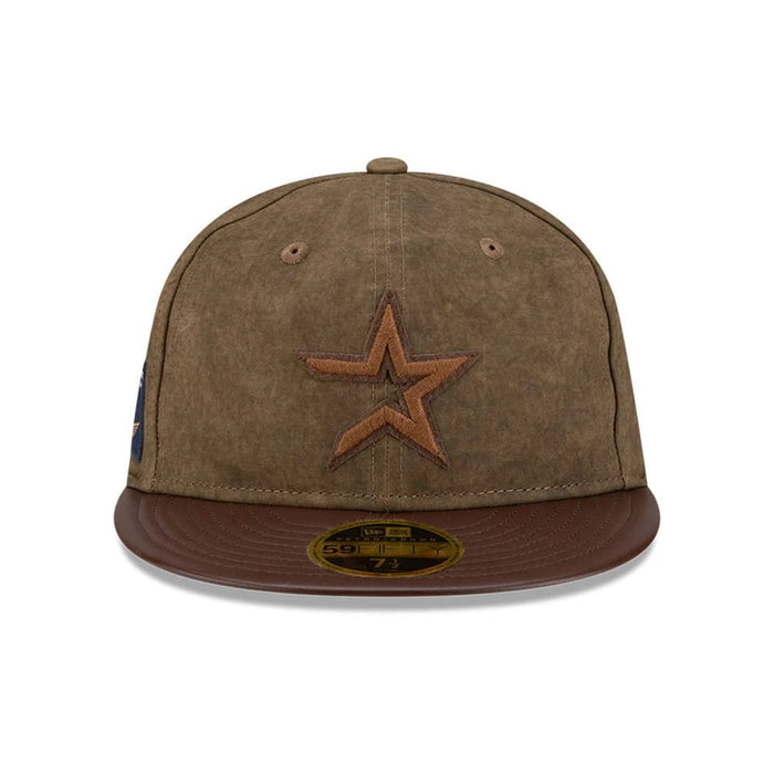 Pictured is this MLB Utility Linen Houston Astros Retro Crown 59FIFTY Fitted cap in open brown. 3
