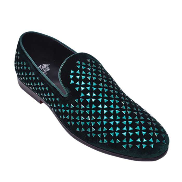 Men's hunter green velvet dress shoes for prom - KCT Menswear