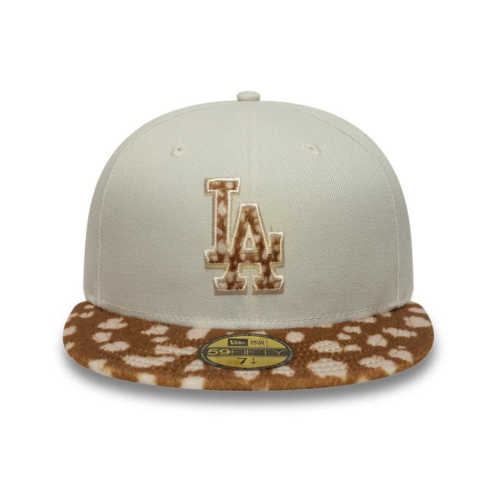 This is a LA Dodgers Animal Print Beige 59FIFTY Fitted Cap 2