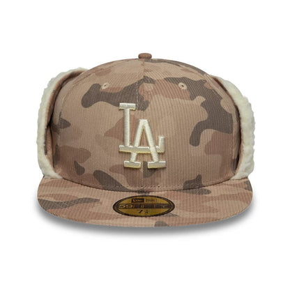 Pictured is this MLB Cord LA Dodgers Downflap 59FIFTY Fitted cap in light beige. 3