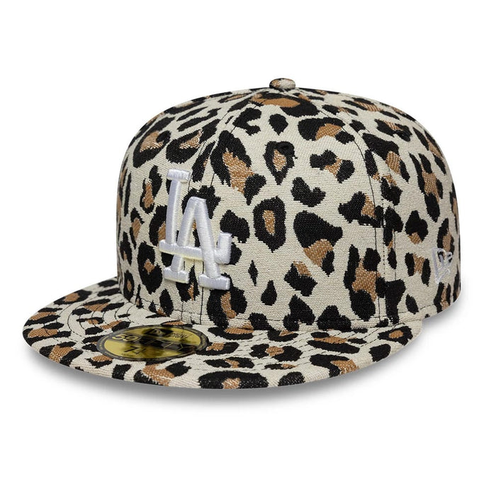Pictured is this MLB Leopard LA Dodgers 59FIFTY Fitted cap in black. 1