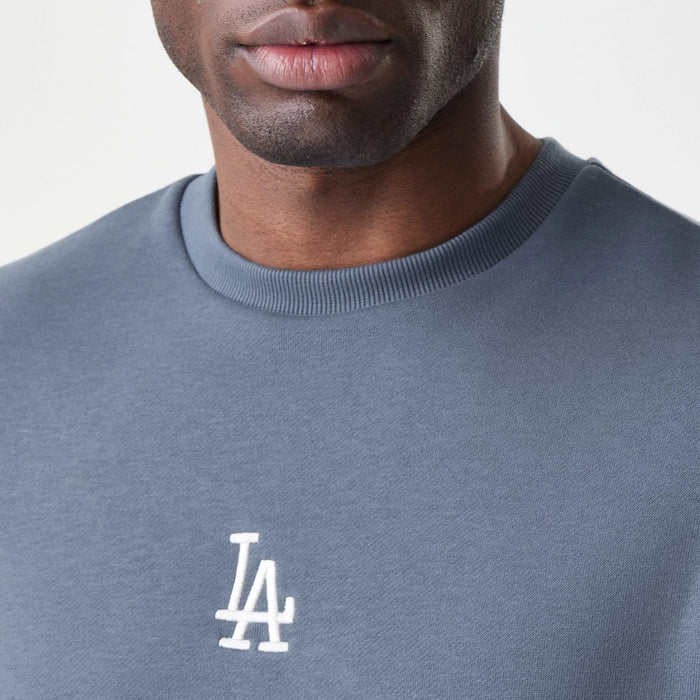 The Male model is wearing LA Dodgers MLB Midi League Essential Dark Grey Oversized Crew Neck Sweater 5
