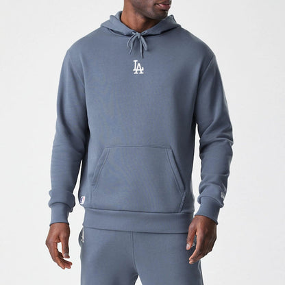 The Male model is wearing LA Dodgers MLB Midi League Essential Dark Grey Oversized Pullover Hoodie 3