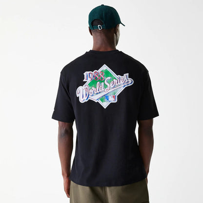 The Male model is wearing LA Dodgers MLB World Series Black Oversized T-Shirt 2