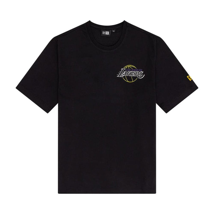 The Male model is wearing LA Lakers NBA Neon Graphic Black T-Shirt 1