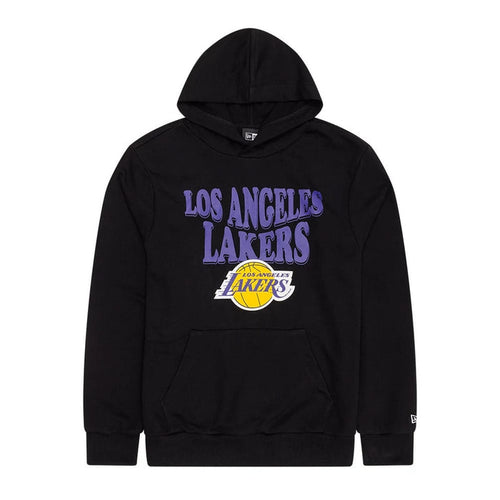 The Male model is wearing LA Lakers NBA Wordmark Black Pullover Hoodie 1