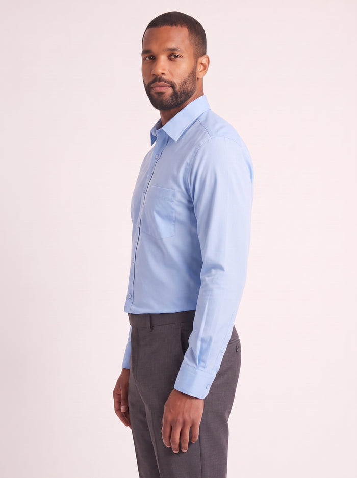 Light Blue classic fit dress shirt on model - side view - KCT Menswear