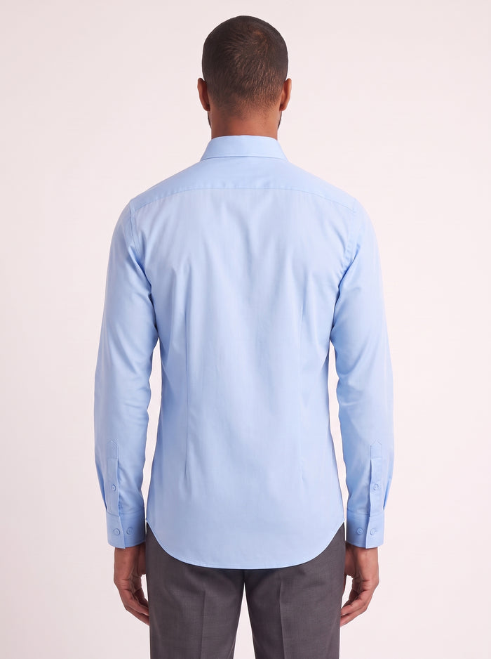 Light Blue slim fit dress shirt on model - back view - KCT Menswear