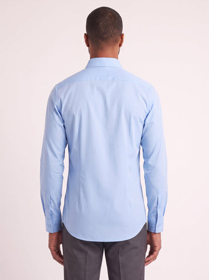 Light Blue slim fit dress shirt on model - back view - KCT Menswear