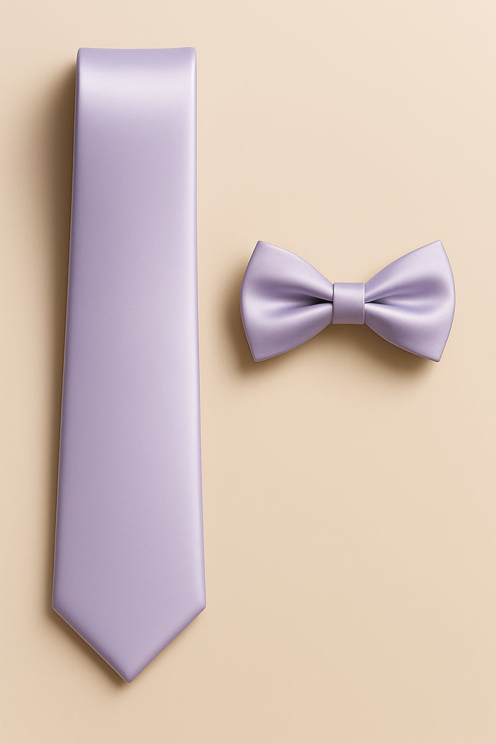 Light Lilac Tie and Bowtie Set with Matching Pocket Square - KCT Menswear