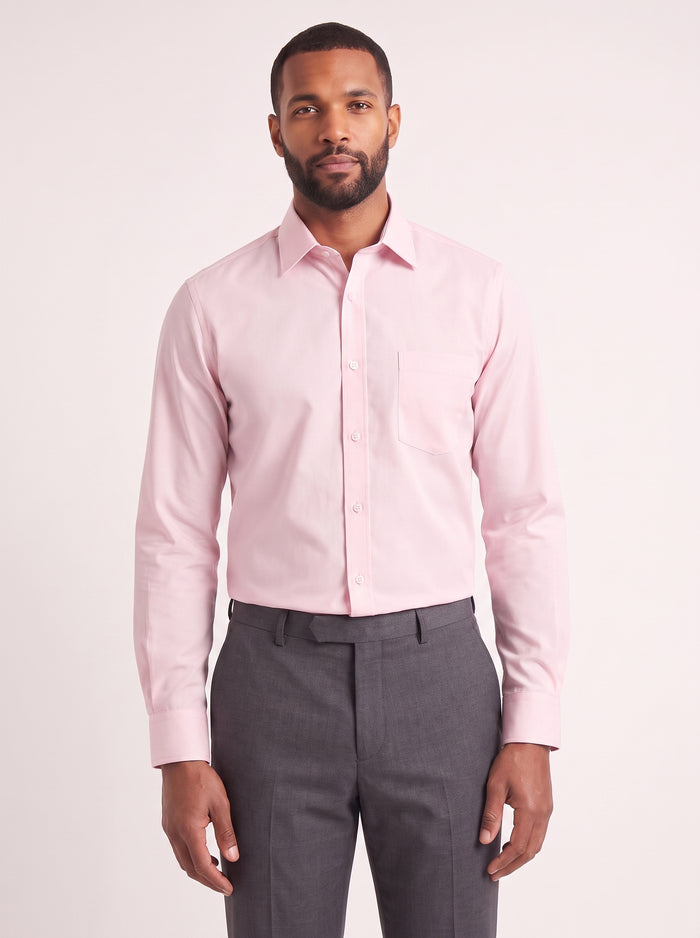 Light Pink classic fit dress shirt on model - front view - KCT Menswear