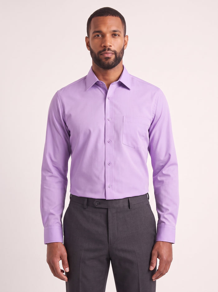 Lilac classic fit dress shirt on model - front view - KCT Menswear