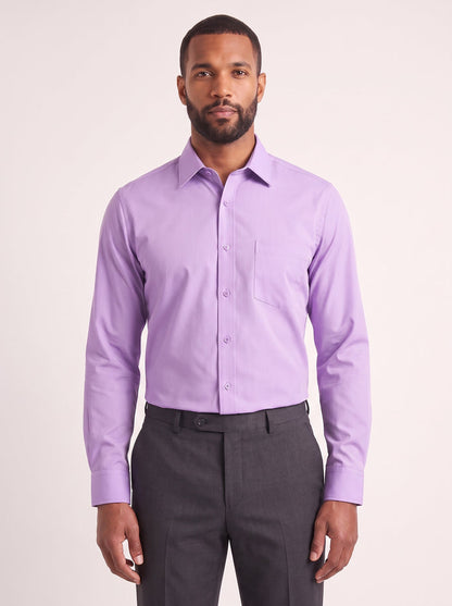 Lilac classic fit dress shirt on model - front view - KCT Menswear
