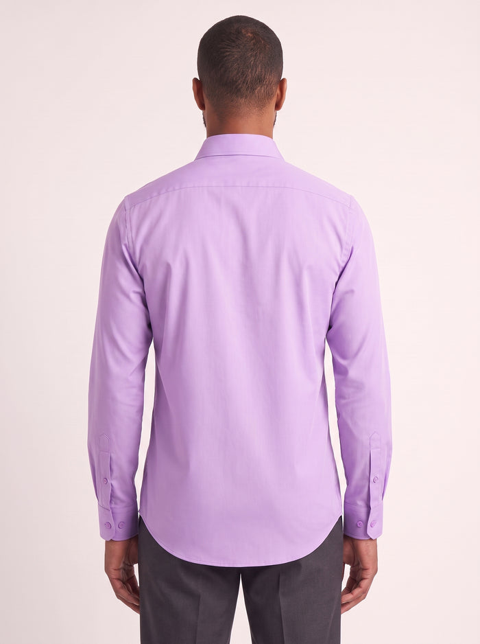 Lilac classic fit dress shirt on model - back view - KCT Menswear