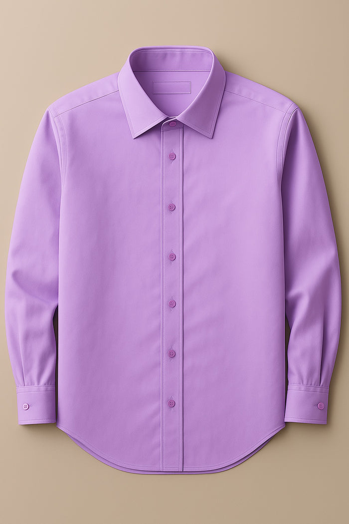 Men's Lilac Classic Fit Dress Shirt - Formal Wedding Prom - KCT Menswear
