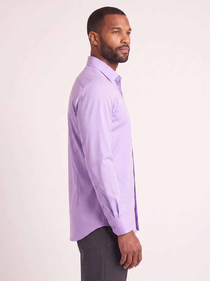 Lilac slim fit dress shirt on model - side view - KCT Menswear