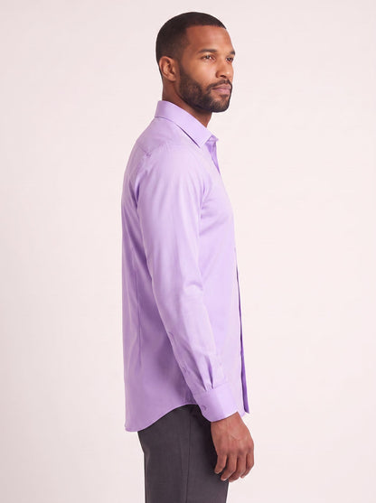 Lilac slim fit dress shirt on model - side view - KCT Menswear